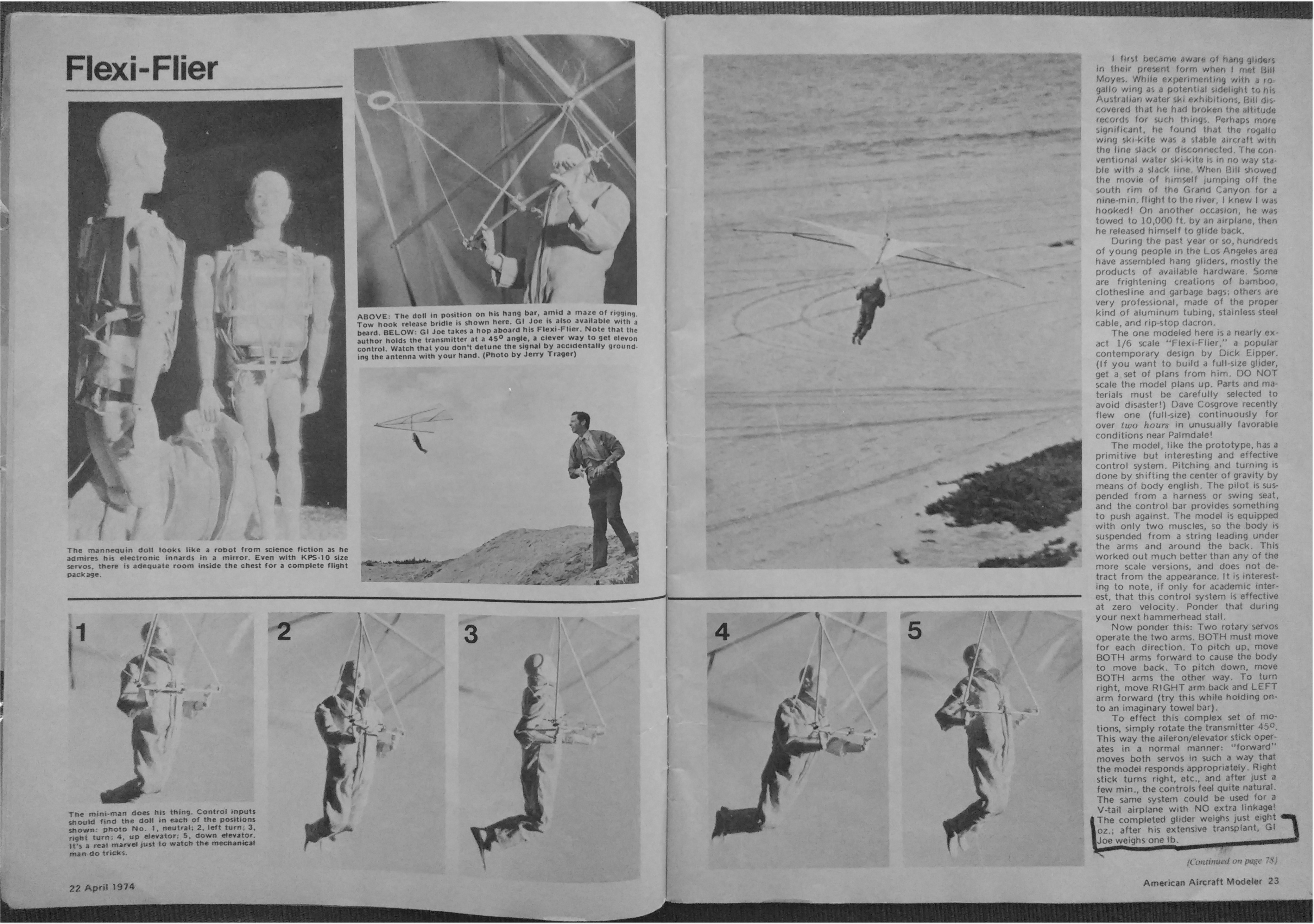 American Modeler Magazine, April 1974 "Flexi-Flier" Article Photos